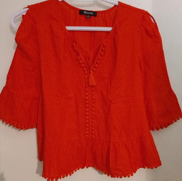 Madewell Peekaboo Pom-Pom Top SZ.XS - Picture 4 of 10